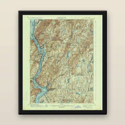 Bear Mountain and the Hudson Highlands Topographic Map, 1901 — Framed — black