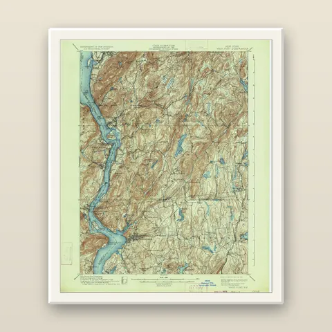 Bear Mountain and the Hudson Highlands Topographic Map, 1901 — Framed — white