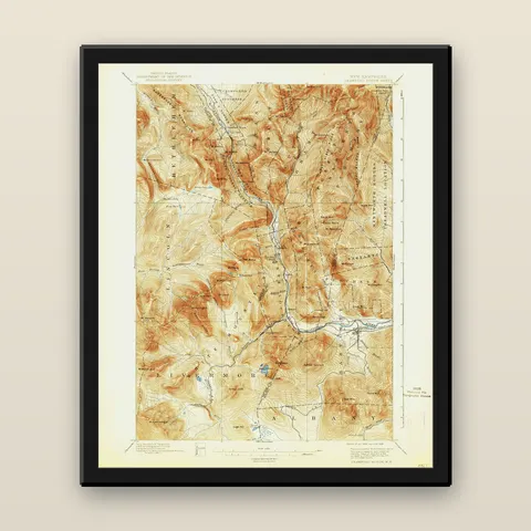 Crawford Notch Topographic Map, 1896 — Framed — black