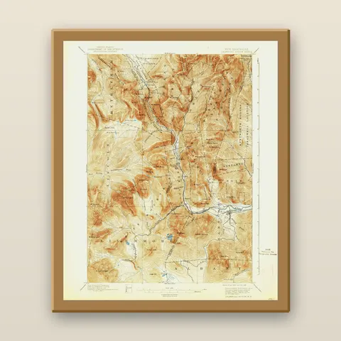 Crawford Notch Topographic Map, 1896 — Framed — natural oak