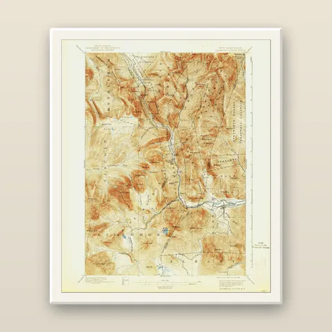 Crawford Notch Topographic Map, 1896 — Framed — white