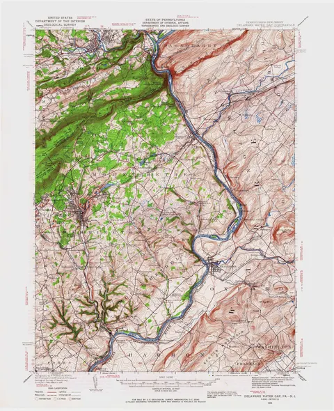 Delaware Water Gap Topographic Map, 1936