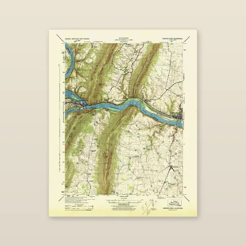 Harpers Ferry Topographic Map, 1944 — Archival matte paper