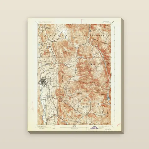 Killington Peak Topographic Map, 1893 — Stretched canvas