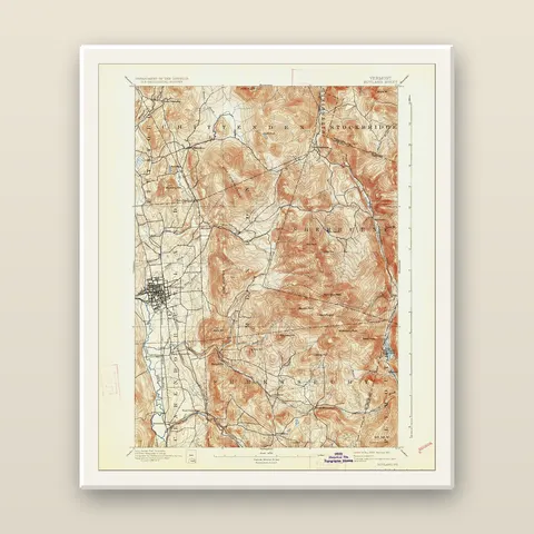 Killington Peak Topographic Map, 1893 — Framed — white