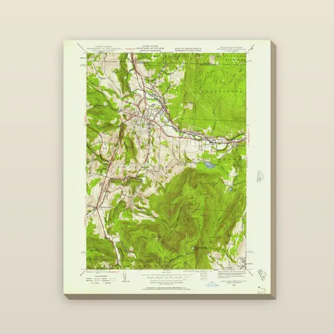 Mount Greylock Topographic Map, 1944 — Stretched canvas
