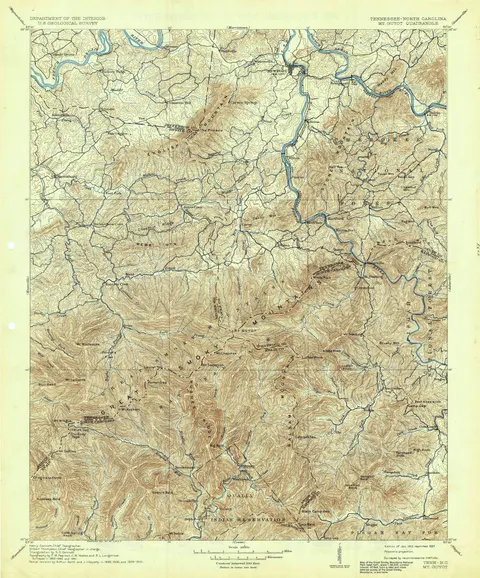 Mount Guyot and the Great Smoky Mountains Topographic Map, 1912