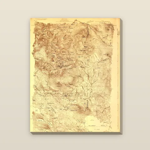 Mount Katahdin Topographic Map, 1927 — Stretched canvas
