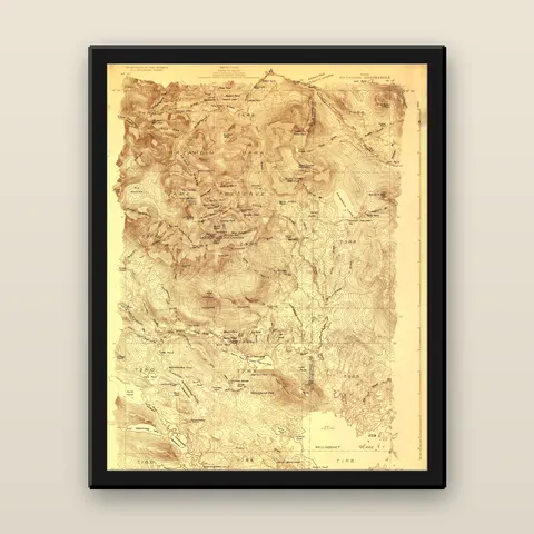 Mount Katahdin Topographic Map, 1927 — Framed — black