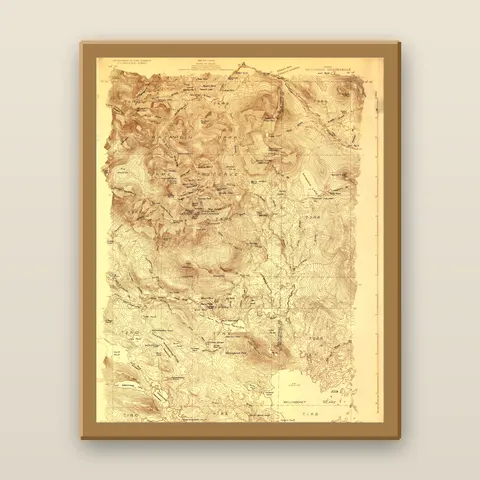 Mount Katahdin Topographic Map, 1927 — Framed — natural oak