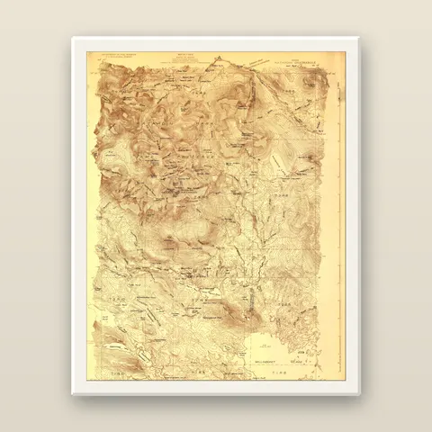 Mount Katahdin Topographic Map, 1927 — Framed — white