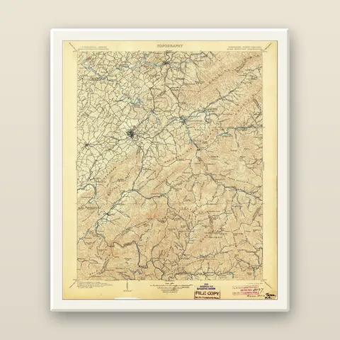 Roan Mountain Topographic Map, 1904 — Framed — white