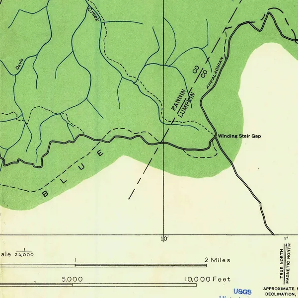 Detail: the Blue Ridge along the county line