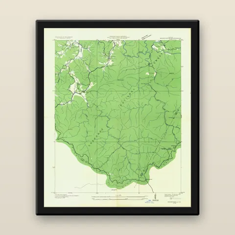 Springer Mountain Topographic Map, 1935 — Framed — black