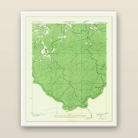 Springer Mountain Topographic Map, 1935 — Framed — white