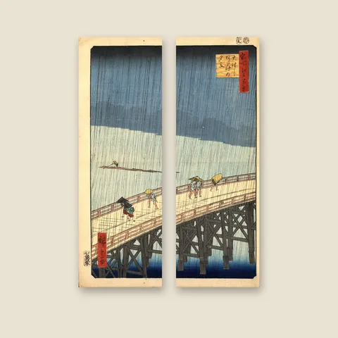 Sudden Shower over Shin-Ohashi Bridge, 1857 — Tall Pair — Archival matte paper