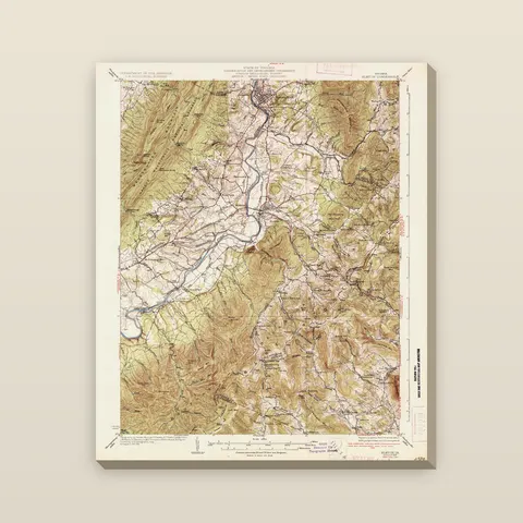 Swift Run Gap and the Shenandoah Topographic Map, 1937 — Stretched canvas