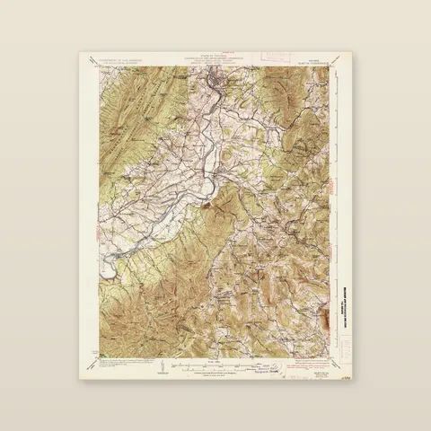 Swift Run Gap and the Shenandoah Topographic Map, 1937 — Archival matte paper