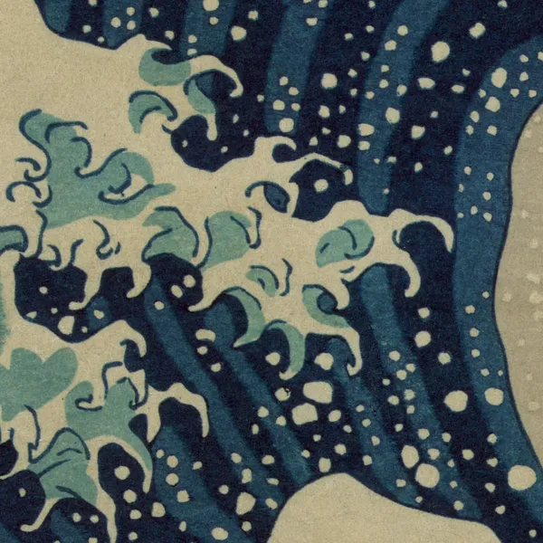 The Great Wave off Kanagawa, 1831 — Triptych, close-up: the wave's clawed crest and spray